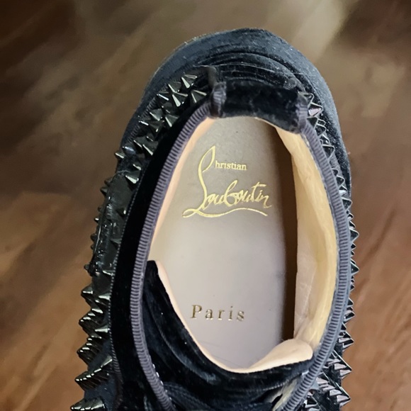 COPY - Christian Louboutin Louis Orlato Suede High-Top Sneakers - Black US Size… - Picture 3 of 6